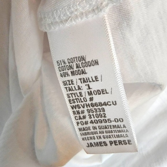 NWT James Perse White Rolled Sleeve Cotton Blend White T-Shirt Dress Size 1 or S - Picture 9 of 9